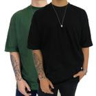 Kit 2 Camiseta Oversized Camisa Masculina Gola Alta Lisa Basic Streetwear Trap Hip Hop