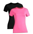 Kit 2 Camiseta Proteção Solar Feminina Manga Curta Uv50+ 1 Preta 1 Rosa