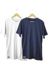 Kit 2 Camisetas Básica Argent 100% Algodão Azul e Branca