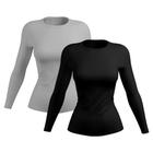 Kit 2 Camisetas Feminina Proteção Solar UV Camisa Térmica Manga Longa Praia Bike Treino Esporte Academia