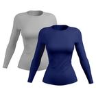 Kit 2 Camisetas Feminina Proteção Solar UV Camisa Térmica Manga Longa Praia Bike Treino Esporte Academia