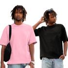 KIT 2 Camisetas Lisa PRETA E ROSA Urban Style 100% Algodão Premium Streetwear Oversized