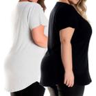 Kit 2 Camisetas Longline Plus Size Blusinha Alongada Veste Legging Grande Até G5