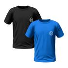 Kit 2 Camisetas Masculinas Camisa Manga Curta Bordada (Azul, Preto)