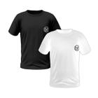 Kit 2 Camisetas Masculinas Camisa Manga Curta Bordada (Branco, Preto)