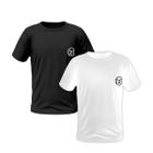 Kit 2 Camisetas Masculinas Camisa Manga Curta Bordada Premium (Branco, Preto)