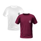 Kit 2 Camisetas Masculinas Camisa Manga Curta Bordada Premium (Branco, Vinho)