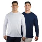 Kit 2 Camisetas Masculinas Manga Longa Slim Algodão 30.1 TRV