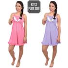 KIT 2: Camisola Amamentação Plus Size Pijama Mamãe