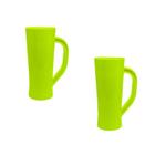 Kit 2 Caneca Chopp Amarelo Neon 430Ml Plástico - Bb Store