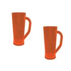 Kit 2 Caneca Chopp Cristal Laranja Neon 430Ml Plástico - Bb Store