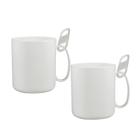 Kit 2 Caneca Redonda Clipe Branco 400Ml Plástico