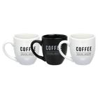 Kit 2 Canecas Brancas & 1 Caneca Preta Porcelana Manhattan - 300ml