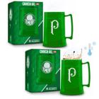 Kit 2 Canecas Copo Verde Gel 300ml Térmica Chopp Cerveja Time Clube Escudo Palmeiras Oficial Selo - BRASFOOT