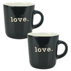 Kit 2 Canecas De Porcelana Love Preto 170Ml Lyor