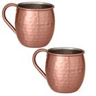 Kit 2 Canecas Moscow Mule Inox Rose Bronze Drink 500ml
