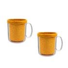 Kit 2 Canecas Térmica Cristal 300Ml Fibra Madeira Amarelo Fg - Bb Store - Caneca Térmica - Magazine Luiza