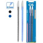 Kit 2 Canetas Coloridas Ponta Fina 0.7mm Cis Spiro Esferográfica Azul e Preta