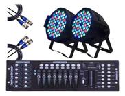 Kit 2 Canhao De Led Par Led 54 Leds 3w Rgbw + Mesa E Cabos