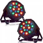 Kit 2 Canhão LED PARD Refletor Slim RGB 18 LEDS 1W Display Digital Par 64 DMX - Anxin