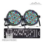 Kit 2 Canhao Refletor Led Par64 Rgbw 54 Leds 3w + Mesa Dmx