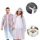 kit 2 capa chuva com Gabardina grossa e comprida transparente reforçada reutilizável