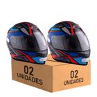 Kit 2 Capacetes Ebf Spark Spider Azul Moto Fechado Masculino Feminino