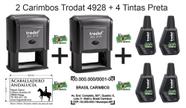 Kit 2 Carimbos Automáticos Cnpj TRODAT 4928 6.0x3.3 cm S/ Gravação + 4 Tintas Trodat cor preta