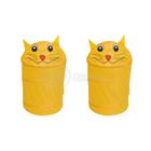 Kit 2 Cesto de Roupas Organizador Brinquedos Dobrável Animais Bichinhos Infantil Multiuso - Gatinho Amarelo