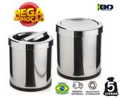 Kit 2 Cesto Lixo Lixeira 5L Inox Tampa Basculante Cozinha Banheiro