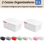 Kit 2 Cesto Organizador c/Tampa Rattan 2 litros Multiuso Ideal para armário e gavetas LP HOUSE