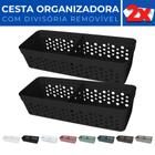 Kit 2 Cesto Organizador Rattan c/ Divisória Removível 23x8