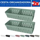 Kit 2 Cesto Organizador Rattan c/ Divisória Removível 23x8 - Usual Utilidades