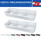 Kit 2 Cesto Organizador Rattan c/ Divisória Removível 34x11 - Usual Utilidades