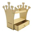 Kit 2 Cesto Porta Tiara CoraÇÃO Com Gaveta 21x20x25,7 Laser Mdf Madeira