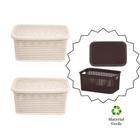 Kit 2 Cestos, Caixa Organizadora Rattan 4 Litros com Tampa