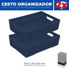 Kit 2 Cestos Organizador Armário Gaveta Lavanderia M 33x23 - Jaguar