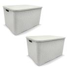 Kit 2 Cestos Organizador Rattan 7 Litros Branco Arqplast