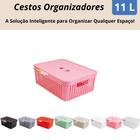 Kit 2 Cestos Organizadores c/Tampa Rattan 11 litros Multiuso Ideal para armário e gavetas LP HOUSE