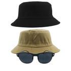 Kit 2 Chapéus Bucket Hat E Oculos De Sol Oval Armação De Metal MD-13