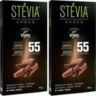 Kit 2 Chocolate Stévia Choco 55% Cacau Tudo Zero Leite 80g