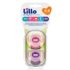 Kit 2 Chupeta Lillo 100% Silicone Soft Comfort Tamanho 1 0 a 6 Meses Menina Rosa e Roxo Recém Nascido