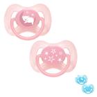 Kit 2 Chupetas Buba Fase 1 Bico Simétrico Com Ventilação Azul Rosa Infantil