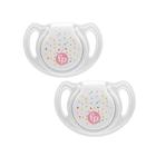 Kit 2 Chupetas Fisher-Price Tam 1 Rosa com Case Esterilizador 0-6 meses