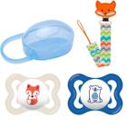 Kit 2 Chupetas Mam Supreme 0-6m c/ Prendedor e Porta Chupeta