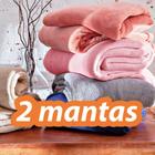 KIT 2 Cobertor Manta Mantinha 1 Liso e 1 Estampado Cama Casal Microfibra 1,80 x 2,00 Frio e Inverno