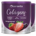 Kit 2 Colágeno Hidrolisado em pó Sanavita 300g Morango e Açai