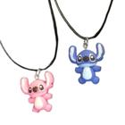 Kit 2 Colares Disney Lilo Stitch ul E Rosa Anime Pingente