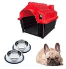 Kit 2 Comedouro Comida Inox Chalesco + Casinha Pet Casa N2