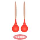 Kit 2 Concha Silicone Feijão Vermelho Resistente Cabo Bambu
